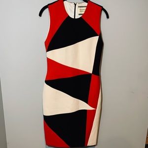 Fausto Puglisi Wool Sleeveless Color Block Dress w/ Silk Lining